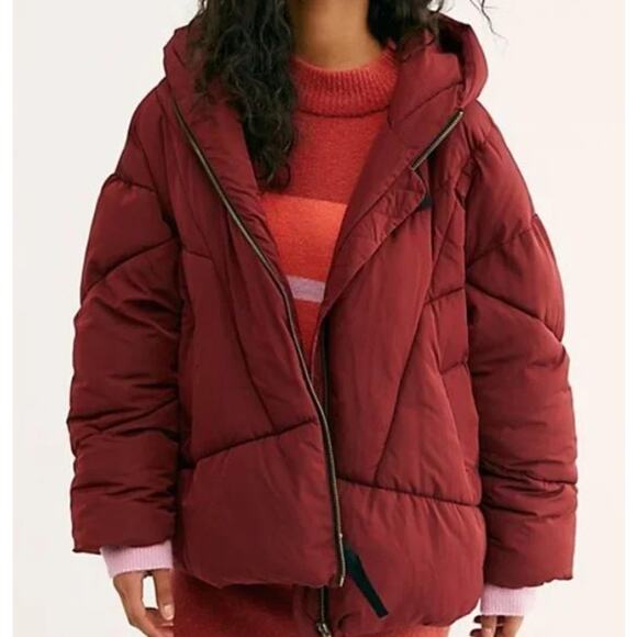 Free People Jackets & Blazers - Free People Hailey Hooded Puffer Coat Women's Size XS Oversized Comfy Warm Indie